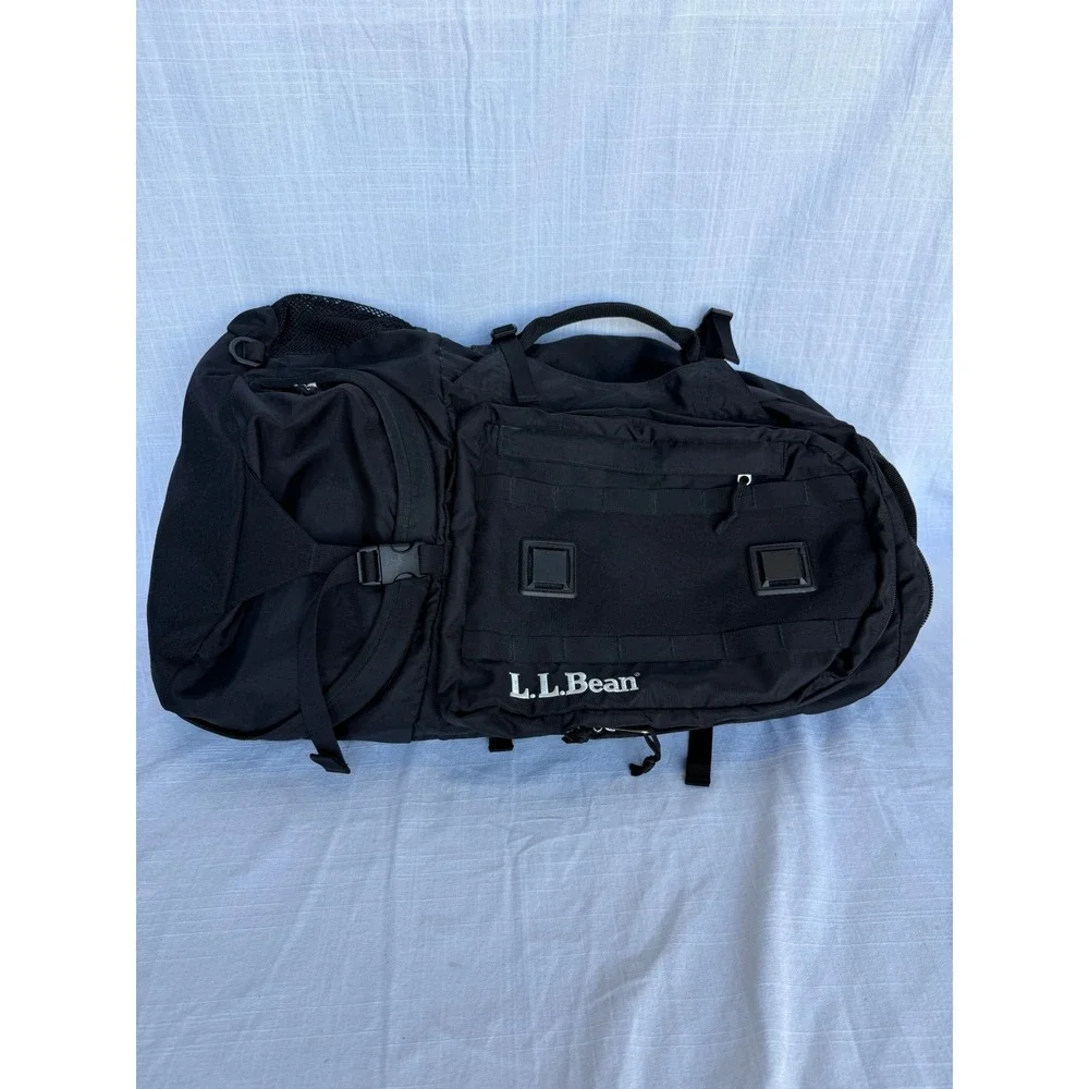 Rare 90s Vintage L.L. Bean Black Travel Hiking Backpack Duffle Internal Frame